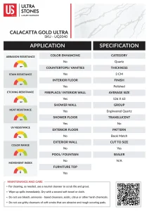 Calacatta Gold Ultra Quartz - Data Sheet