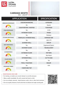 CARRARA WHITE Data Sheet