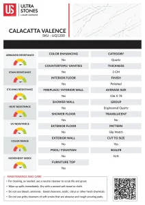 Calacatta Valence Data Sheet
